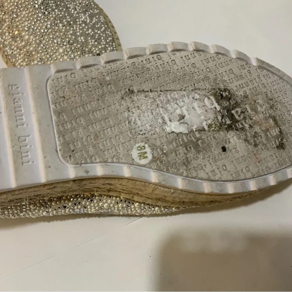 Gianni Bini Kaden Pearl Rhinestone Platform loafers women size 8